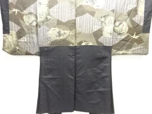 アンティーク　茶道具模様肩裏男物羽織